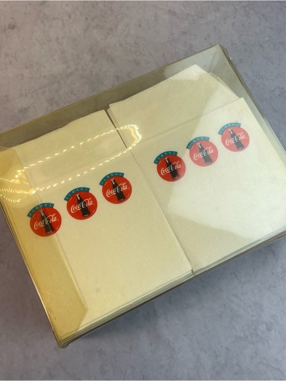 Coca Cola Cream Napkins with Red Logo Row - Picture 2 of 5